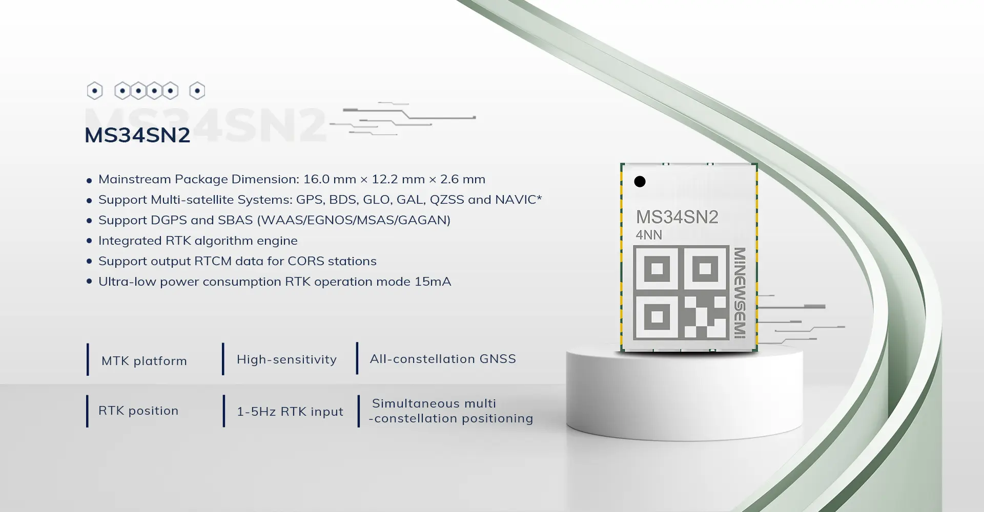 MS34SN2 High-precision GNSS Module | MinewSemi