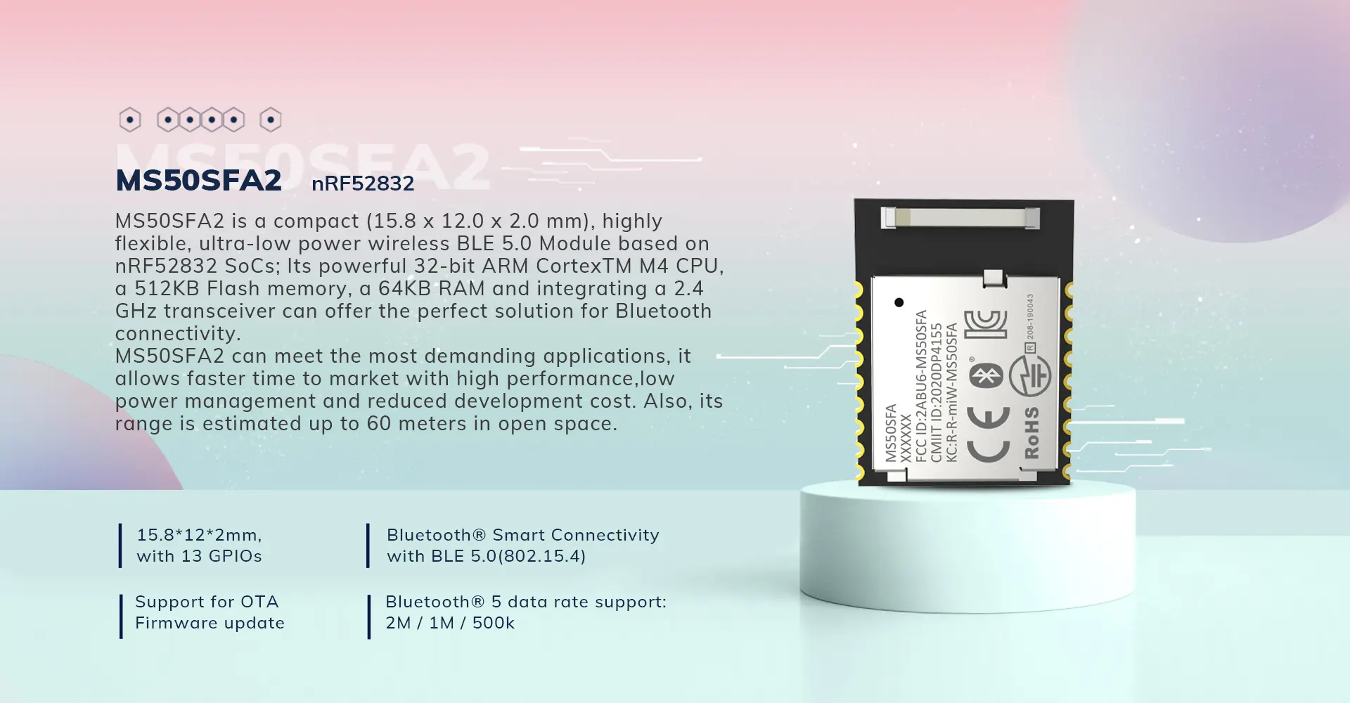 nRF52832-MS50SFA2-Bluetooth® LE Module | MinewSemi
